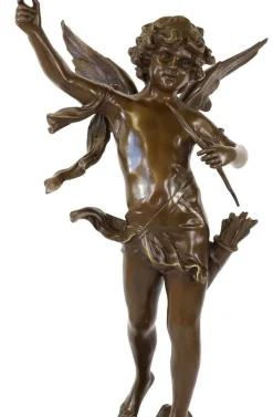 Engelsskulptur im Art Deco Stil, Grün patinierte Bronze