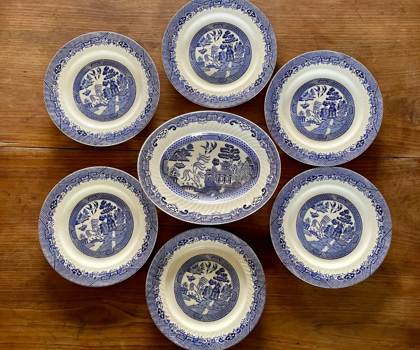 Englisches Steingut Tafelservice von Willow Barratts of Staffordshire, 1970, 7 . Set