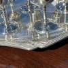 Englische versilberte Kelche auf Tablett, 9 . Set