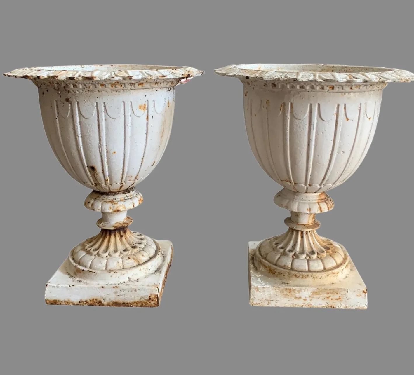 Englische Vintage Urnen aus Gusseisen, 1890, 2er Set