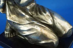 Enrico Bartoli, Skulptur der Mutterschaft, 1800er, Keramik in Silber