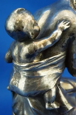 Enrico Bartoli, Skulptur der Mutterschaft, 1800er, Keramik in Silber
