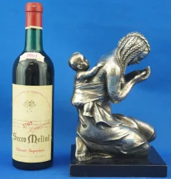 Enrico Bartoli, Skulptur der Mutterschaft, 1800er, Keramik in Silber