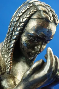 Enrico Bartoli, Skulptur der Mutterschaft, 1800er, Keramik in Silber