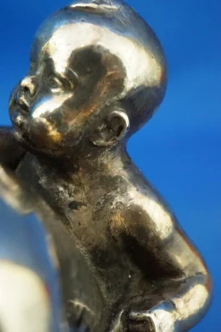 Enrico Bartoli, Skulptur der Mutterschaft, 1800er, Keramik in Silber