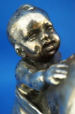 Enrico Bartoli, Skulptur der Mutterschaft, 1800er, Keramik in Silber