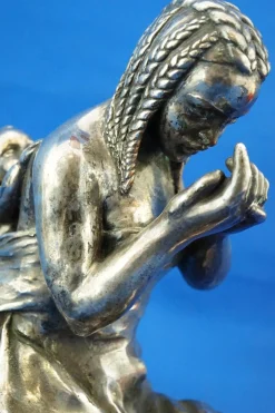 Enrico Bartoli, Skulptur der Mutterschaft, 1800er, Keramik in Silber