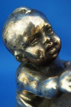 Enrico Bartoli, Skulptur der Mutterschaft, 1800er, Keramik in Silber