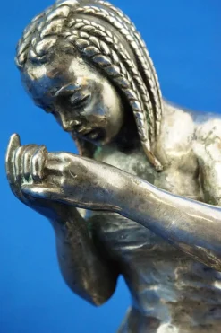 Enrico Bartoli, Skulptur der Mutterschaft, 1800er, Keramik in Silber