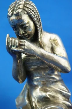 Enrico Bartoli, Skulptur der Mutterschaft, 1800er, Keramik in Silber