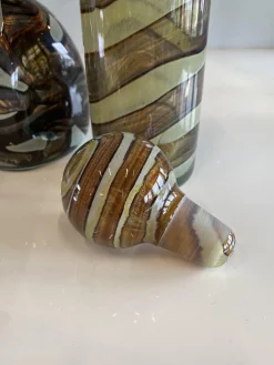 Erdfarbene Glas Karaffe mit Ballonstopfen von Mdina, 2er Set