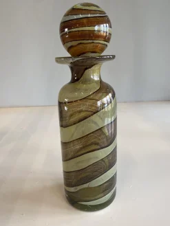Erdfarbene Glas Karaffe mit Ballonstopfen von Mdina, 2er Set