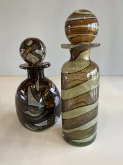 Erdfarbene Glas Karaffe mit Ballonstopfen von Mdina, 2er Set