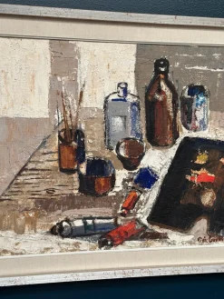 Eric Lundberg, The Work Table Atelier, 1960er, Öl auf Leinwand