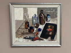 Eric Lundberg, The Work Table Atelier, 1960er, Öl auf Leinwand