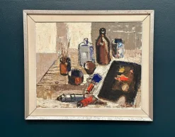 Eric Lundberg, The Work Table Atelier, 1960er, Öl auf Leinwand
