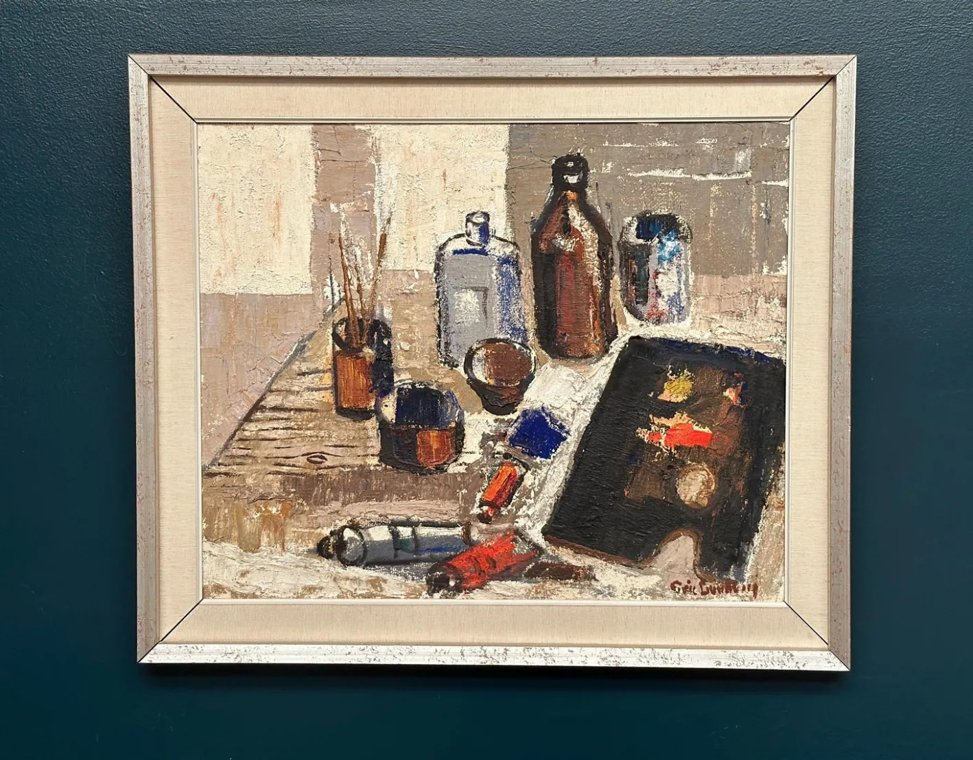 Eric Lundberg, The Work Table Atelier, 1960er, Öl auf Leinwand