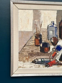Eric Lundberg, The Work Table Atelier, 1960er, Öl auf Leinwand