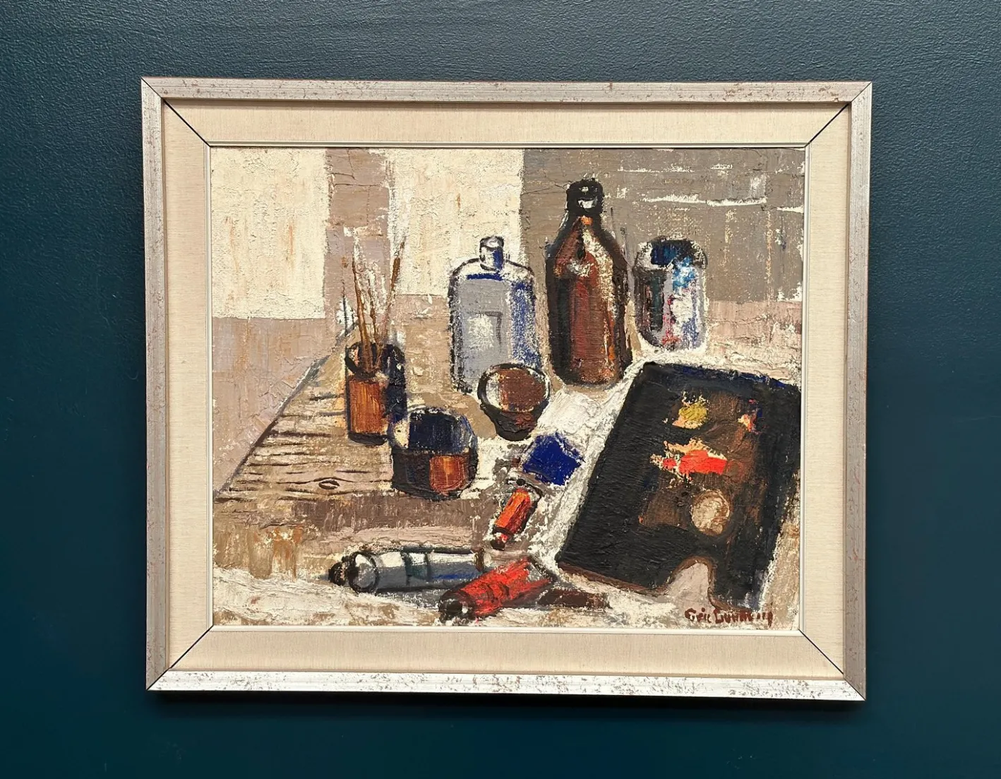 Eric Lundberg, The Work Table Atelier, 1960er, Öl auf Leinwand