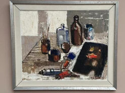 Eric Lundberg, The Work Table Atelier, 1960er, Öl auf Leinwand