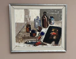 Eric Lundberg, The Work Table Atelier, 1960er, Öl auf Leinwand