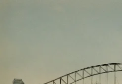 Eric Tufnell, HMS Newcastle in Sydney Harbour, 1956, Aquarell, gerahmt