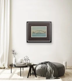 Eric Tufnell, HMS Newcastle in Sydney Harbour, 1956, Aquarell, gerahmt