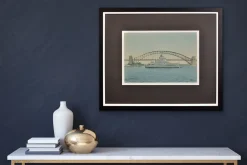 Eric Tufnell, HMS Newcastle in Sydney Harbour, 1956, Aquarell, gerahmt