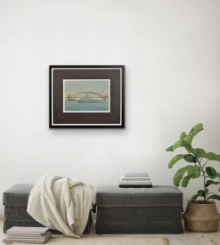 Eric Tufnell, HMS Newcastle in Sydney Harbour, 1956, Aquarell, gerahmt