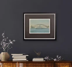 Eric Tufnell, HMS Newcastle in Sydney Harbour, 1956, Aquarell, gerahmt