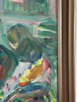 Erik Lo, Interieur mit Figuren, 1960er, Öl auf Leinwand, Gerahmt