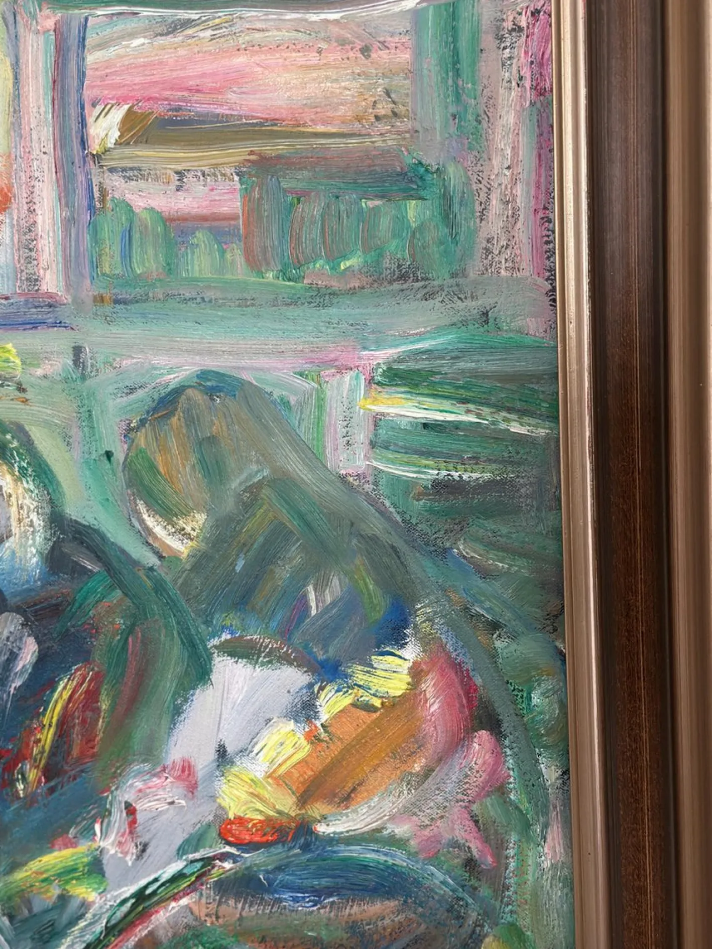 Erik Lo, Interieur mit Figuren, 1960er, Öl auf Leinwand, Gerahmt
