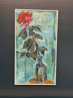 Ernst Baumann, Rose, 1960er, Öl auf Leinwand, Gerahmt