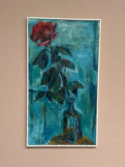Ernst Baumann, Rose, 1960er, Öl auf Leinwand, Gerahmt