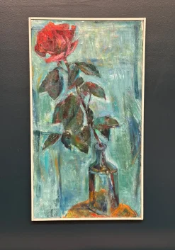 Ernst Baumann, Rose, 1960er, Öl auf Leinwand, Gerahmt