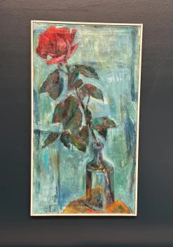 Ernst Baumann, Rose, 1960er, Öl auf Leinwand, Gerahmt