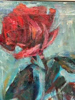 Ernst Baumann, Rose, 1960er, Öl auf Leinwand, Gerahmt