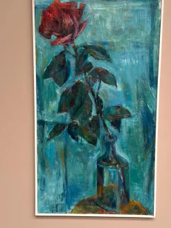 Ernst Baumann, Rose, 1960er, Öl auf Leinwand, Gerahmt