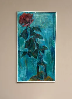 Ernst Baumann, Rose, 1960er, Öl auf Leinwand, Gerahmt