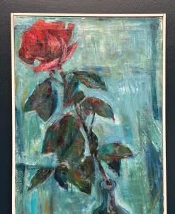 Ernst Baumann, Rose, 1960er, Öl auf Leinwand, Gerahmt