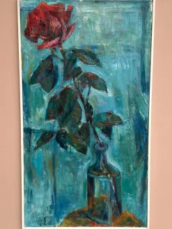 Ernst Baumann, Rose, 1960er, Öl auf Leinwand, Gerahmt
