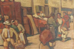 Ernst Crasser, Die Versteigerung, Oil on Board
