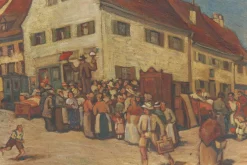 Ernst Crasser, Die Versteigerung, Oil on Board