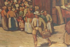 Ernst Crasser, Die Versteigerung, Oil on Board