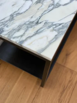 Eros Low Slim Console Table in Brass or Bronze Tinted and Marble by Casa Botelho