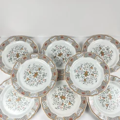 Essteller mit Rouen Esparse Muster von Gien, 1990, 8 . Set