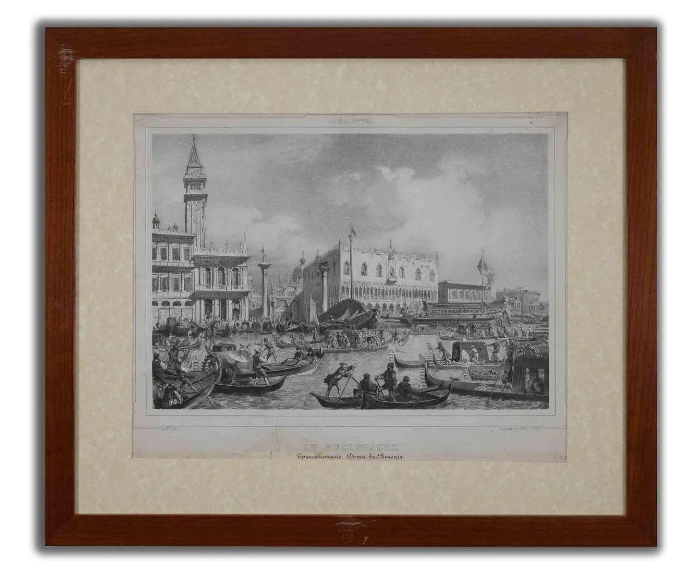 Eugene Huot, Le Bucentaure, Original Radierung, 1854