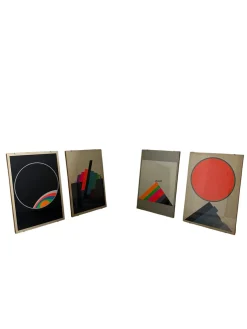 Eugenio Carmi, Untitled, 1970er, Glas, Holz & Papier, Lithographie, 4er Set