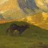 Eugenio Spreafico, Alpenblick mit Kühen, Ölgemälde auf Leinwand