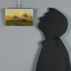 Eugenio Spreafico, Alpenblick mit Kühen, Ölgemälde auf Leinwand